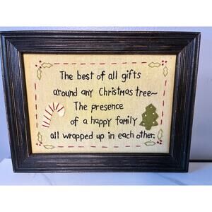 Hand-Stitched Christmas Wall Art – “The Best of All Gifts” Framed Décor